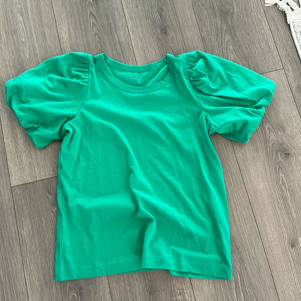 NWT LOFT Balloon Sleeve Green Top Size XS